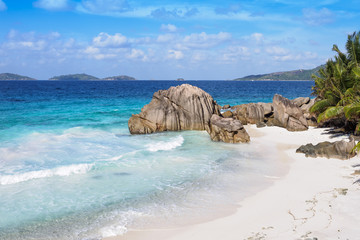 Fototapeta na wymiar Famous beach La Digue Island, Seychelles