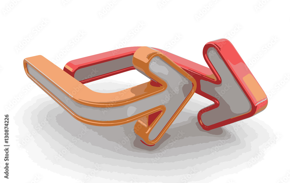 Poster 3d image of arrows in different directions. image with clipping path