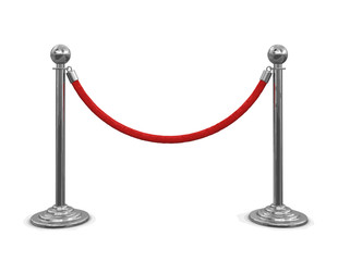 Chrome Stanchions with rope. Image with clipping path