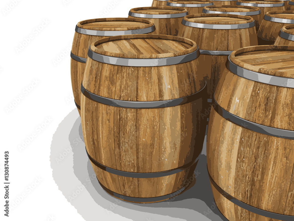 Poster wine barrels. image with clipping path