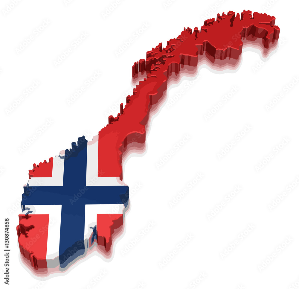 Poster map of norway. 3d render image. image with clipping path