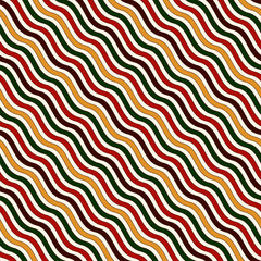 Seamless pattern in Christmas traditional colors. Wavy diagonal striped abstract background.