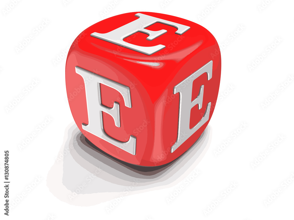 Poster dices with letter e. image with clipping path