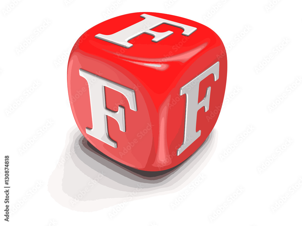 Poster dices with letter f. image with clipping path