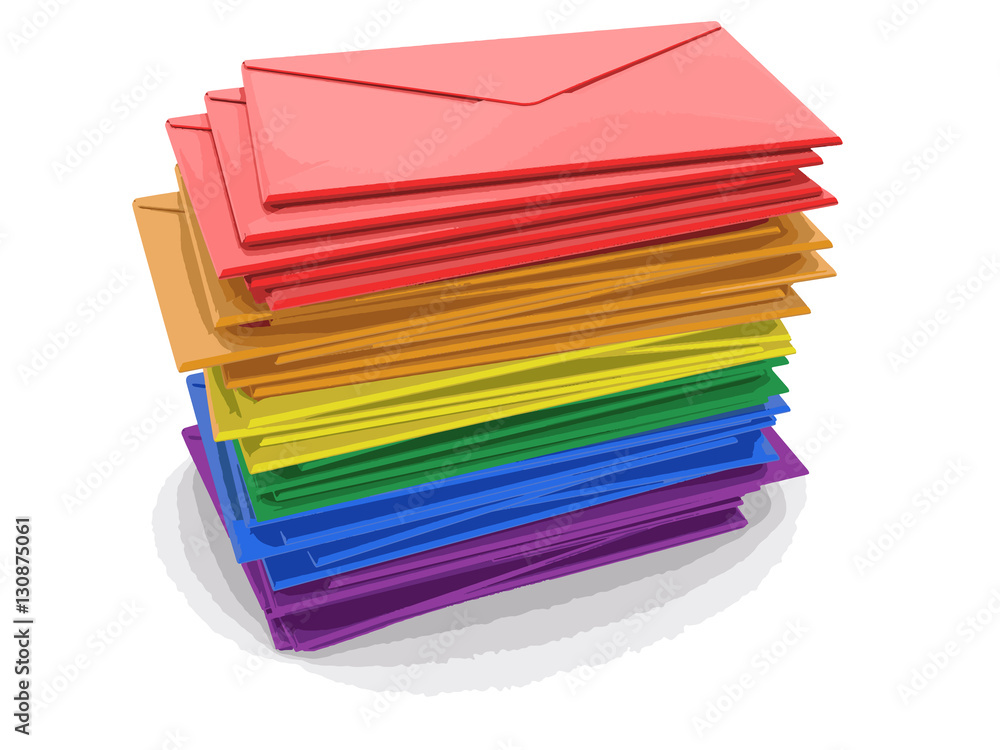 Poster stack of color letters. image with clipping path