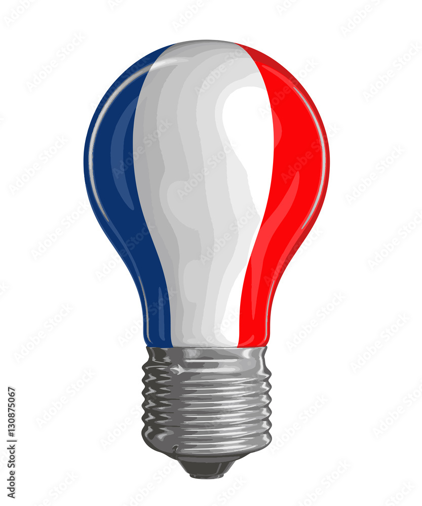 Poster light bulb with french flag. image with clipping path