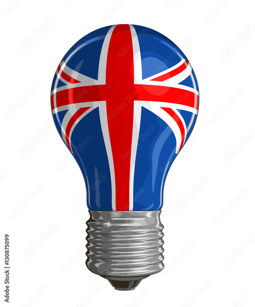 Poster light bulb with british flag. image with clipping path