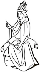 Black and white illustration of a Catholic pope Boniface VIII.