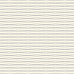 Outline wavy horizontal repeated lines abstract background. Seamless pattern with thin striped geometric ornament.