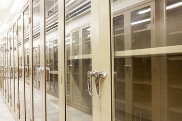 Empty metal cabinets