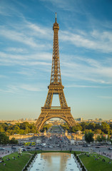 Fototapeta premium A beautiful day in Paris near the Eiffel Tower. Travel to Paris. Beautiful landscape in the Eiffel Tower, Paris.