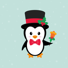 cute penguin with bell