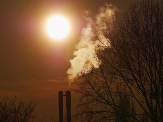 industrial chimneys sun