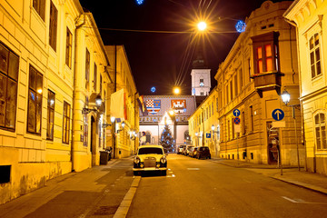 Zagreb upper town street evening view