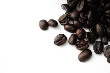 Old coffee beans with copy space