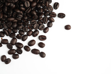 Old coffee beans with copy space