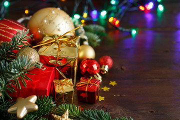 Christmas composition with lights