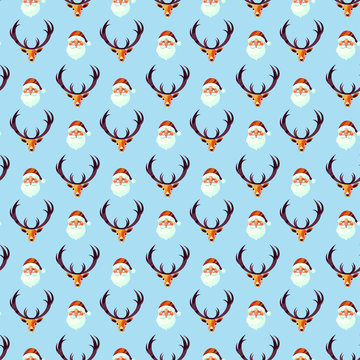 colored deer santa pattern