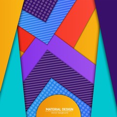 Vector material design background. Abstract creative concept layout template. For web and mobile app, paper art illustration design. style blank, poster, booklet. Motion wallpaper element. Flat ui