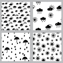 Seamless stylish pattern with black grunge raindrops. Vector illustration