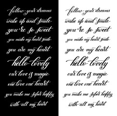 black and white handwritten positive quote set, modern calligrap