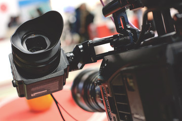 The viewfinder of the camera close-up
