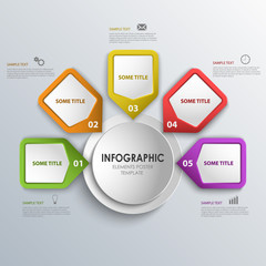 Info graphic with design colorful pointers around template