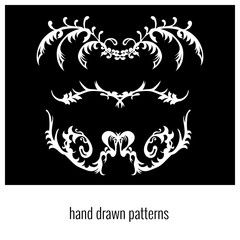 Set of three decorative floral elements of beautiful design Vector Illustration
