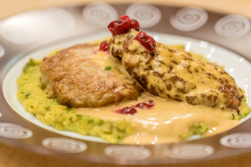 Meat patties or frikadeller in sauce