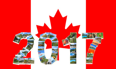 2017  (New Year) are made of Canada landscapes against the background of Canadian National flag 