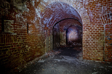 Old underground passage under german fortification castle 
