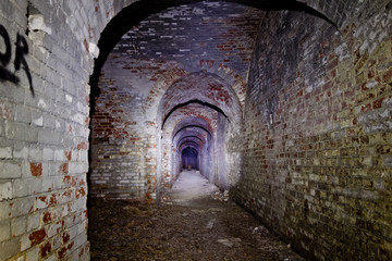 Old underground passage under german fortification castle 