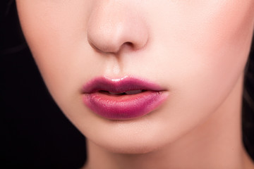 Obraz premium Women beautiful sexy lips macro, makeup,closeup