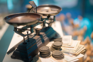 Obraz premium Antique and vintage scales currency.