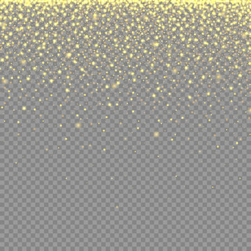 abstract texture with gold neon glitter particles effect on tran