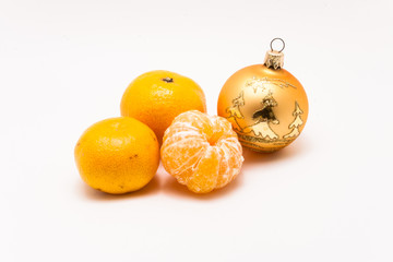  ripe tangerine isolated on a white background