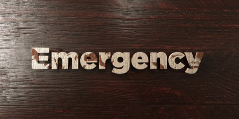 Emergency - grungy wooden headline on Maple  - 3D rendered royalty free stock image. This image can be used for an online website banner ad or a print postcard.