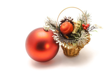 Christmas basket isolated on white background