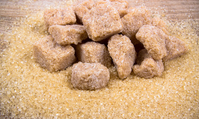 Cubes of sugar - brown sugar cane.