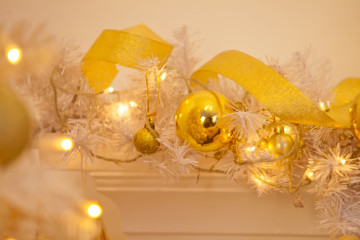 Decorated white Christmas tree at home