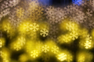 Abstract blue bokeh snowflake light
