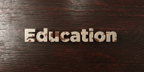 Education - grungy wooden headline on Maple  - 3D rendered royalty free stock image. This image can be used for an online website banner ad or a print postcard.