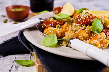 Salad with roasted vegetables