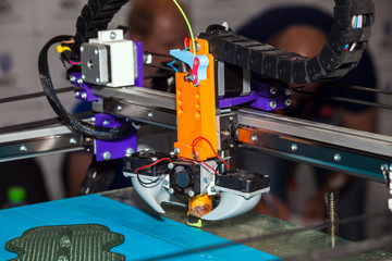 3d printer. The printing process close up