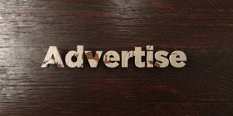Advertise - grungy wooden headline on Maple  - 3D rendered royalty free stock image. This image can be used for an online website banner ad or a print postcard.