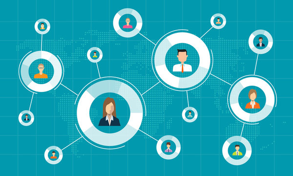 social network connection for online business background concept