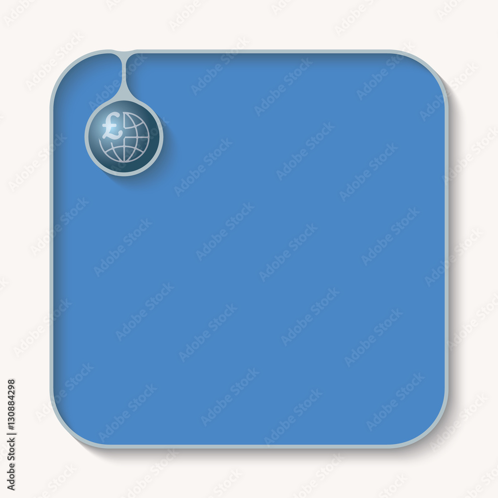 Poster text box for fill your text with globe and pound sterling symbol