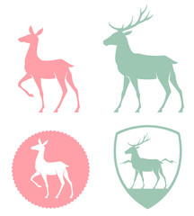 stylized illustration of a doe and deer
