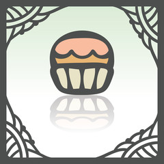 Vector outline cupcake with cream icon. Modern infographic logo and pictogram.