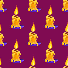 Seamless pattern with burning candle